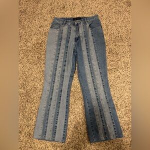 Chic Striped Blue Women's Flare Jeans